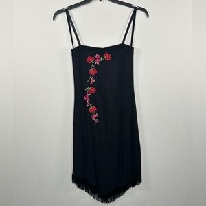 Vintage City Triangles Women's Dress Sz Medium Whimsigoth Dark Romantic Fringe